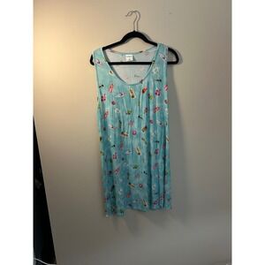 Soma XL Sleeveless Lounge Dress Aqua Blue Novelty Print Beach Relax Sleepwear‎